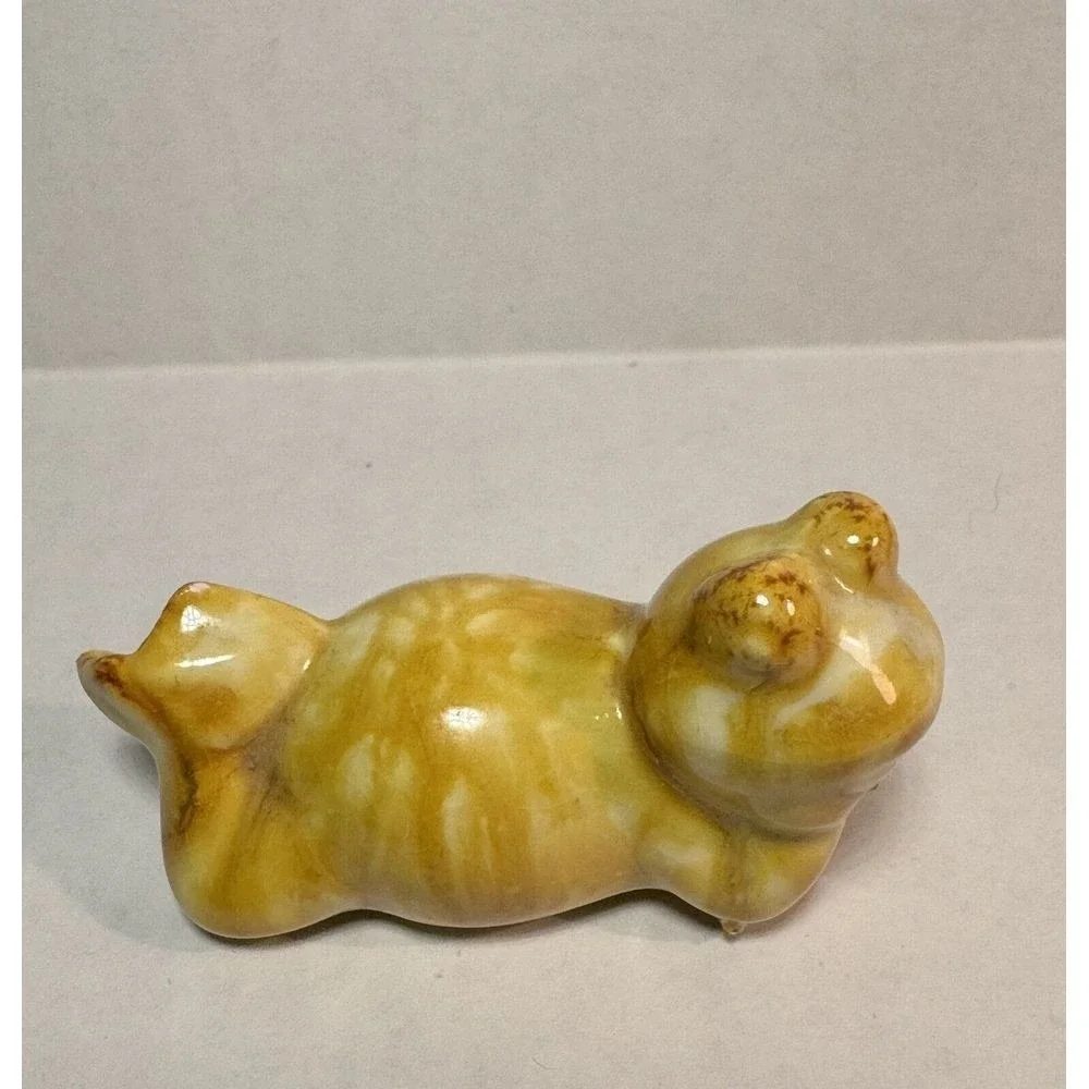 Ceramic Drip Glazed Frog Gold‎ and white Figurine